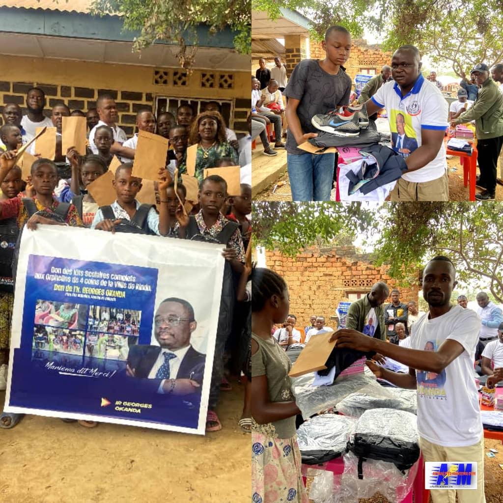 Remise des kits scolaires aux orphelins par Ir Georges Okanda